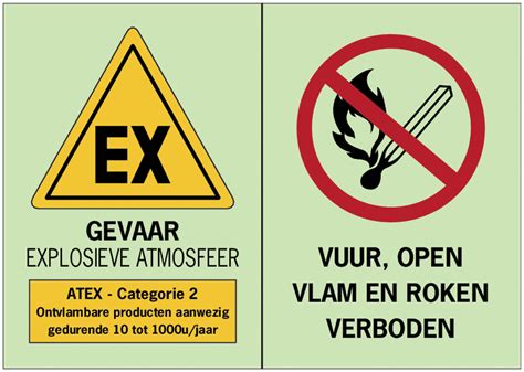 Panneaux ATEX Categorie 2 Avec Symboles Explosieve Atmosfeer Vuur