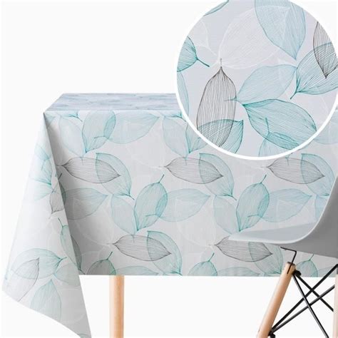 Nappe Toile Cir E Feuille Naturel Nappe Pvc Feuilles Grise Et Bleu