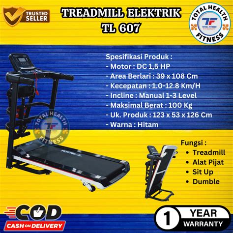 Jual Alat Olahraga Fitness Total Treadmill Elektrik Motor Hp Tl