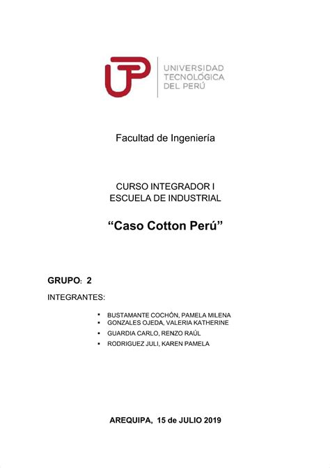 Curso Integrador Proyecto Final Ingenieria Industrial UTP Studocu