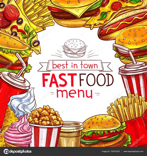 Vector Fast Food Menu For Fastfood Restaurant Stock Vector Image By