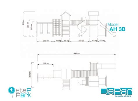 ah 3b üç kule ahşap oyun parkı dwg plan çizimi StepPark