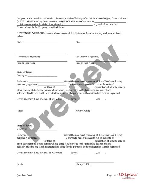 Austin Texas Quitclaim Deed From Husband And Wife To Husband And Wife And Husband And Wife Us