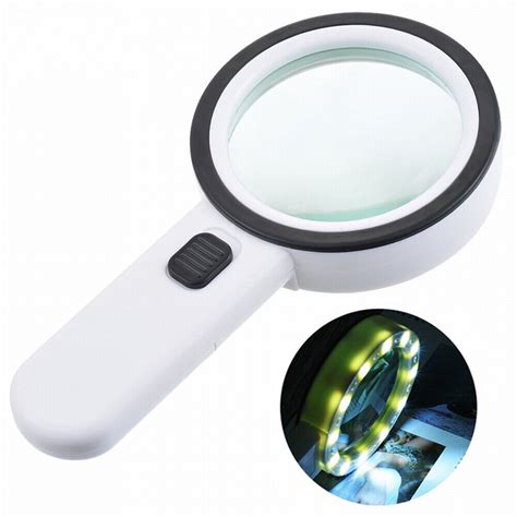 30x High Power Handheld Magnifying Glass Led Light Jumbo Illuminated Magnifier Ebay