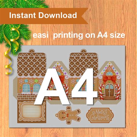 Gingerbread House Template Christmas Tree Ornament Tiny Etsy