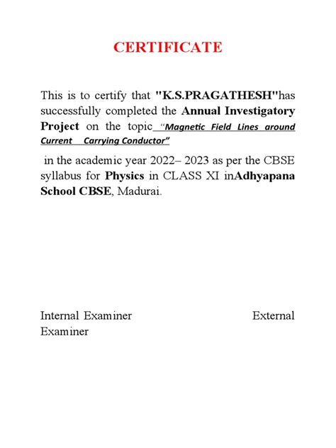 Physics Investigatory Project Pdf Magnetic Field Magnetism