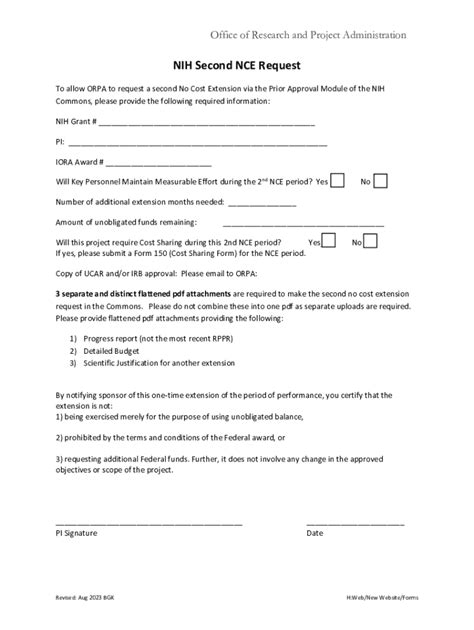 Fillable Online Nih Second Nce Request Fax Email Print Pdffiller