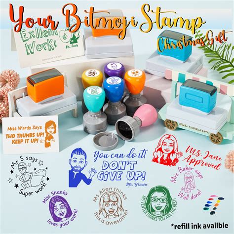 Custom Teacher Stamp Bitmoji Stamps Selfinking Face Stamp Teacher Stamp