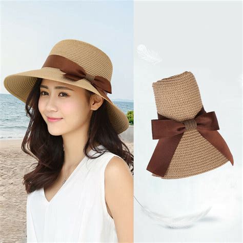 Women Floppy Sun Beach Straw Hats Wide Brim Packable Summer Cap Ebay