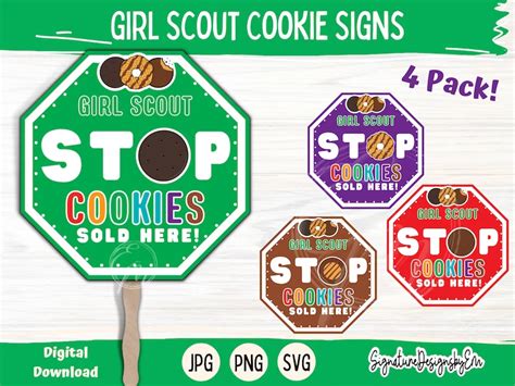 Girl Scout Cookies Sign Stop Cookies Here Girl Scout Printable Flyer