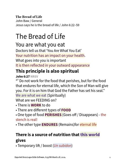 20210328-LWC Weekly Talk (The Bread of Life) | PDF | Covenant (Biblical ...