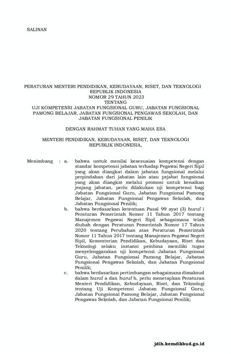 Peraturan Menteri Pendidikan Kebudayaan Riset Dan Teknologi No