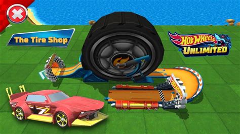 Hot Wheels Unlimited RED MAD MANGA CAR RACE IN THE TIRE SHOP TRACK