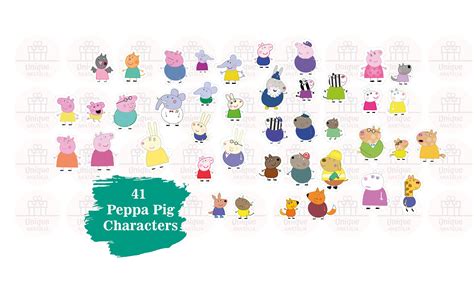 Peppa Pig Characters Clipart For Stickers Digital File Pdf Jpeg