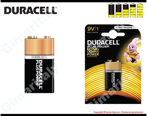 Batteria Transistor 9v Alcalina Duracell Plus Bl 1