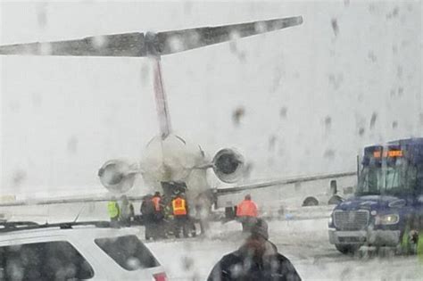 Plane Terror Aircraft Skids Off Icy Runway In Snowstorm Landing