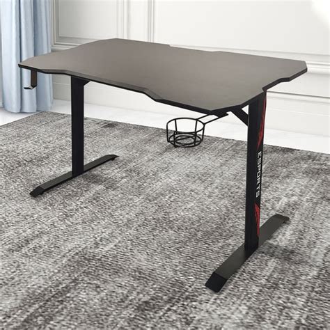 Modern Black Gaming Desk in MDF & PVC Standing Desk | Homary