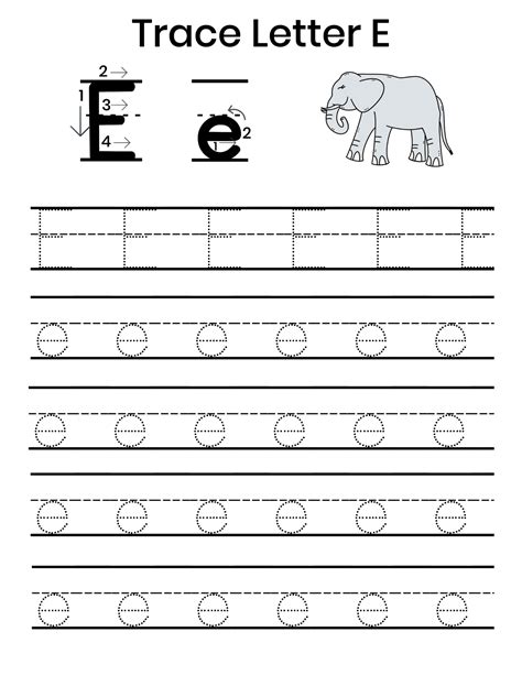 Letter E Trace Sheets