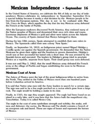 Mexican Independence Day Printable Texts Worksheets Library