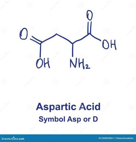 Aspartic Acid Or Aspartate Chemical Structure. Vector Illustration Hand ...