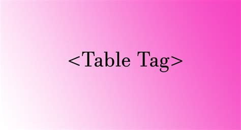 Table tag in HTML