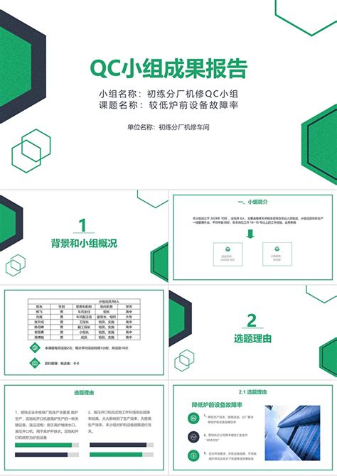 简约几何qc小组成果报告ppt模板卡卡办公