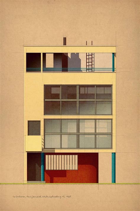 modern bauhaus architecture drawing