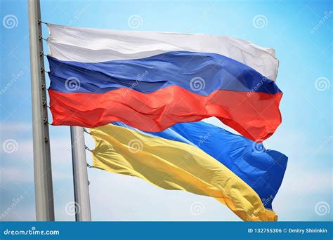 Flag of Russia and Ukraine stock photo. Image of country - 132755306