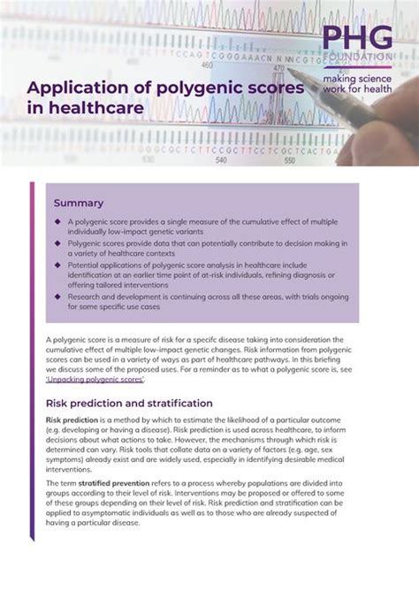 Unpacking Polygenic Scores PHG Foundation