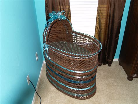 This Is The Teal And Chocolate Bassinet In My Bedroom I Spray Painted It Brown And Added Teal