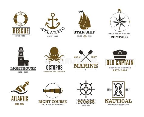 Vintage Nautical Labels Collection Stock Vector Illustration Of