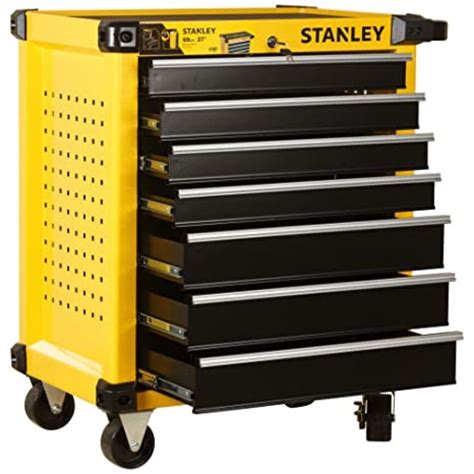 blackyellow mild steel stanley  drawer tool trolley stst