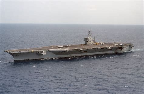 An Elevated Port Bow View Of The Nuclear Powered Aircraft Carrier Uss