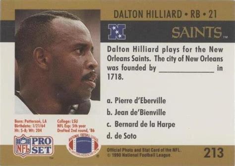 1990 Pro Set FACT Cincinnati Dalton Hilliard 213 For Sale EBay