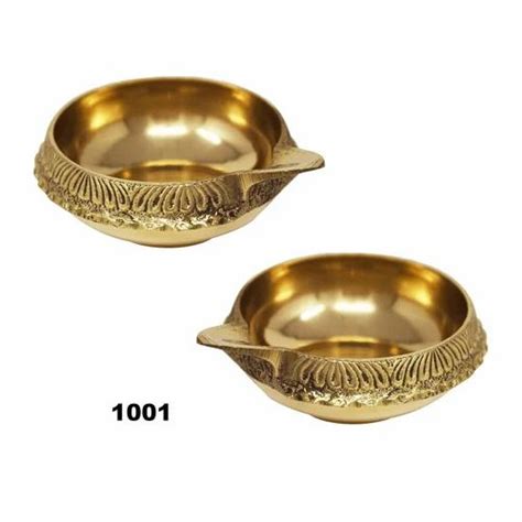 Round Designer Brass Diwali Diya Kuber Diya Pooja Deepak Set Of 4 For Puja Size 000 At Rs