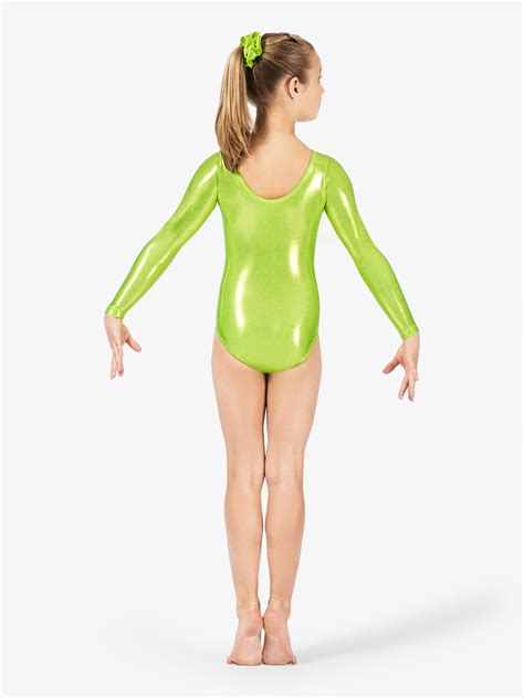 Girls Long Sleeve Metallic Leotard Gymnastics Perfect Balance G545c