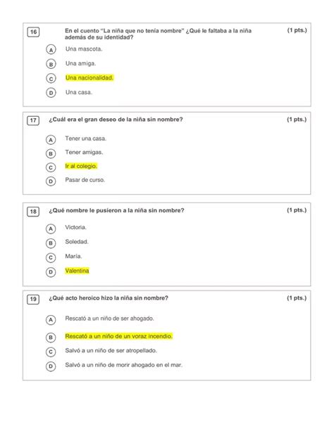 Control de lectura del libro Cuentos de los derechos del niño de