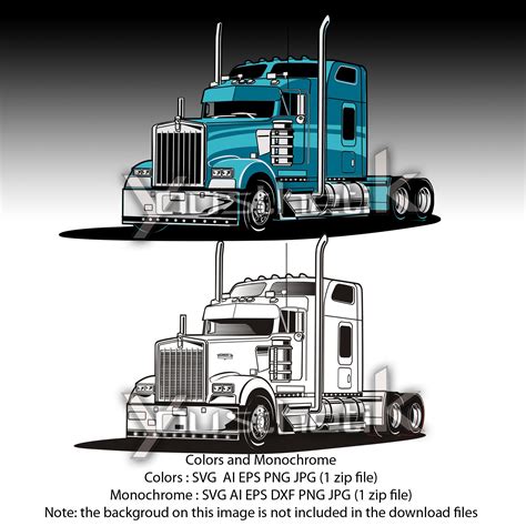 Kenworth Semi Truck Svg Ai Eps Png  Color And Ai Svg Etsy Australia