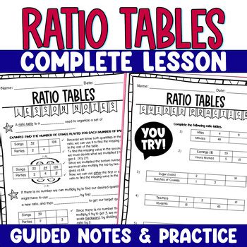 Ratio Tables Guided Lesson Notes Skills Practice - Ratio Tables and ...