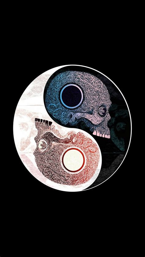 Yin Yang Amulet Black Negative Positive Skull White Yinyang Hd