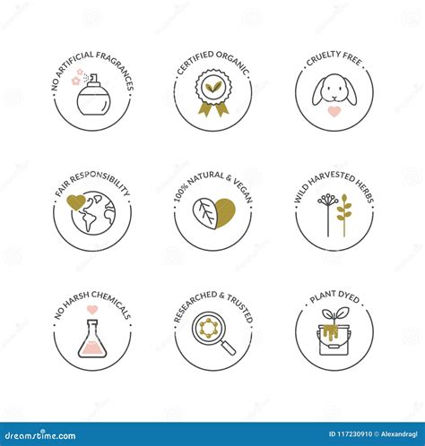 Natural And Organic Skincare Product Icons Stock Vector Illustration