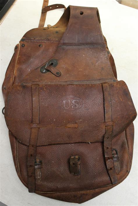 At Auction Leather Saddle Bag 1800s Style Civil War Cavalry With