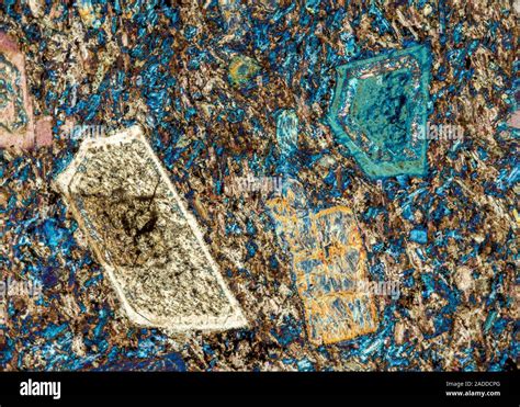 Andelatite Mineral Rock Crystals Polarised Light Micrograph This Rock