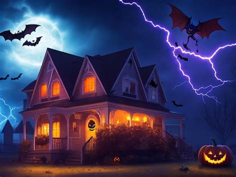 Premium AI Image | Colorful hyperrealistic Halloween scary bat home ...