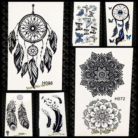 Black Flash Fake Tattoo Dream Catcher Waterproof Henna Temporary Tattoo