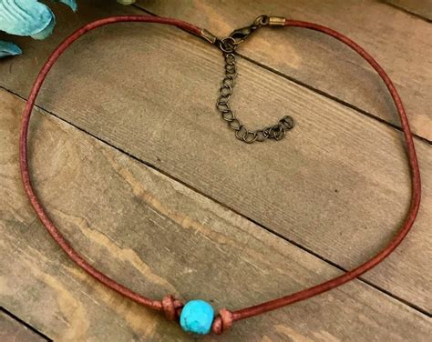 Handmade Retro Turquoise Minimalist Sleek Chokernecklace For Menwomen