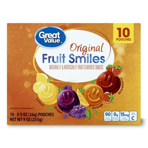 Great Value Fruit Smiles Flavored Snacks 9 Oz