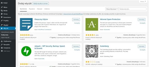 Wtyczki Wordpress Strony Internetowe