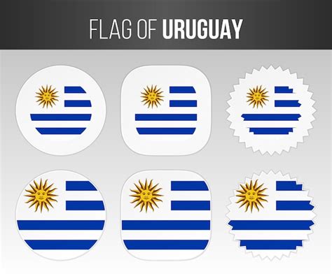 Bandeira do uruguai rótulos emblemas e adesivos ilustração bandeiras do