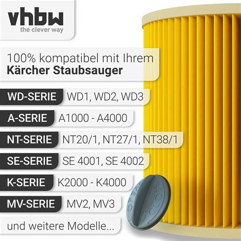 vhbw Patronenfilter Filter für Kärcher A 2003 A 2004 A 2024 pt A